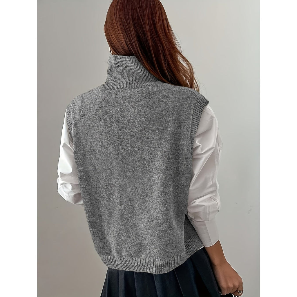 Sweater Vests with Knit Turtleneck Style and Relaxed Fit - Image 14