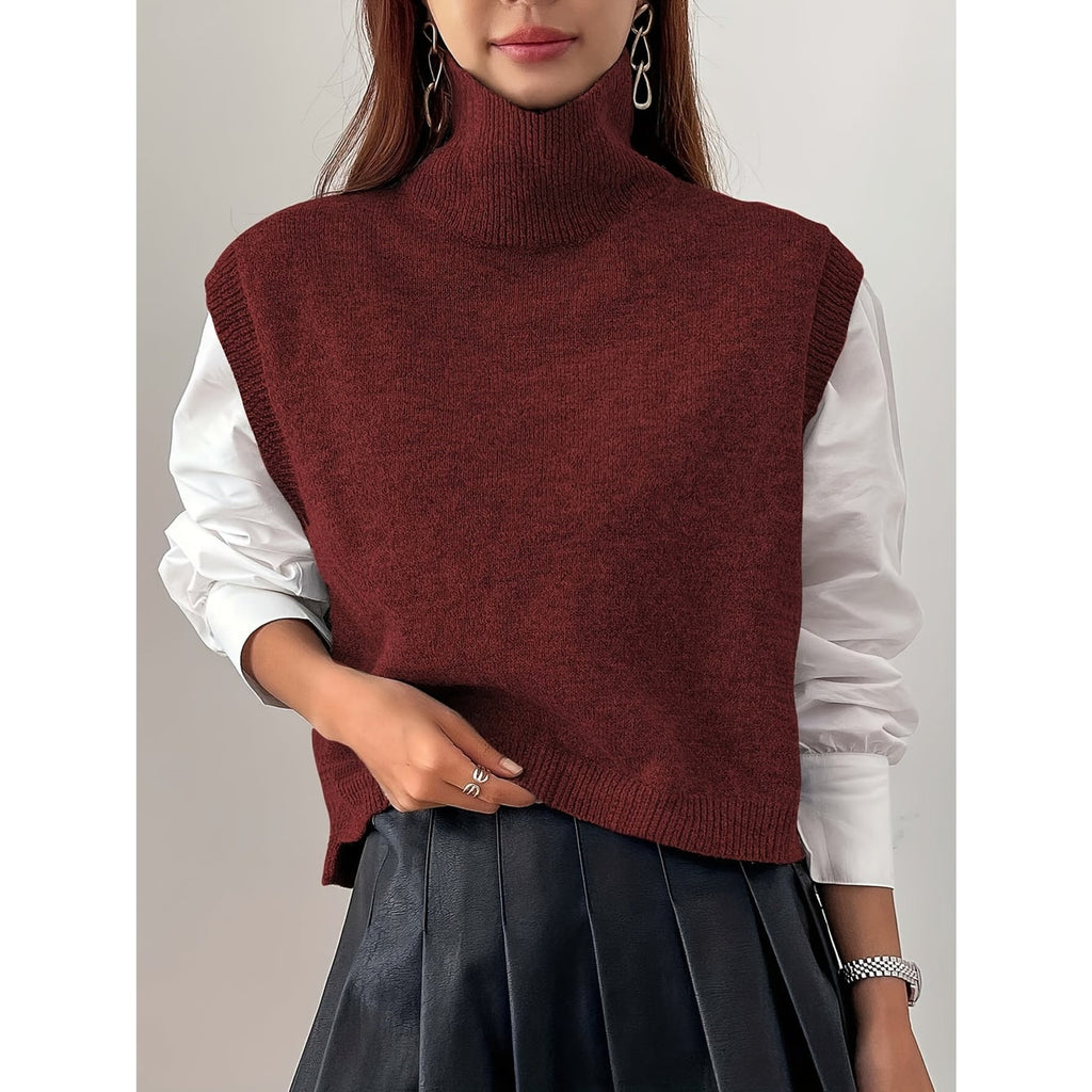 Sweater Vests with Knit Turtleneck Style and Relaxed Fit - Image 5