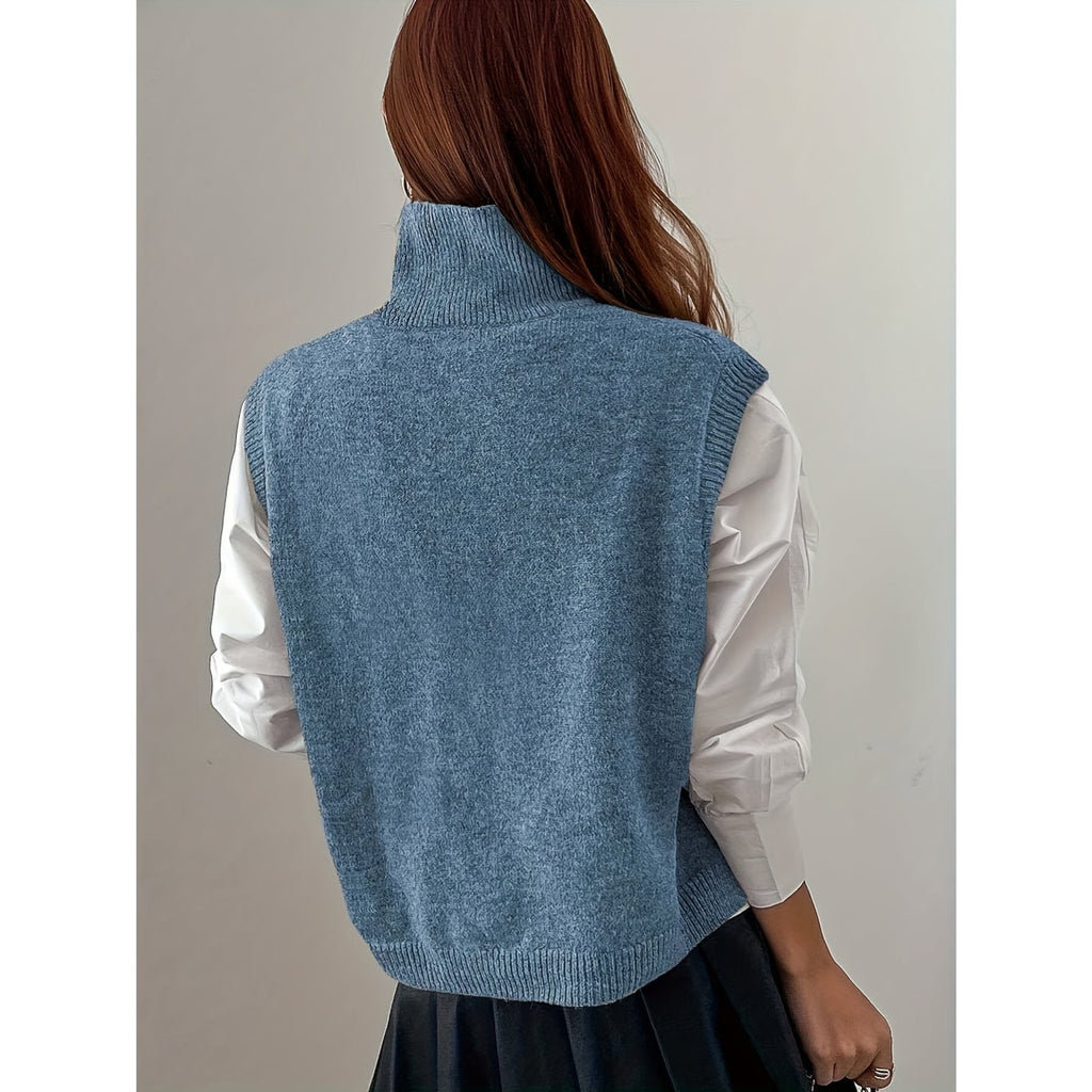 Sweater Vests with Knit Turtleneck Style and Relaxed Fit - Image 8