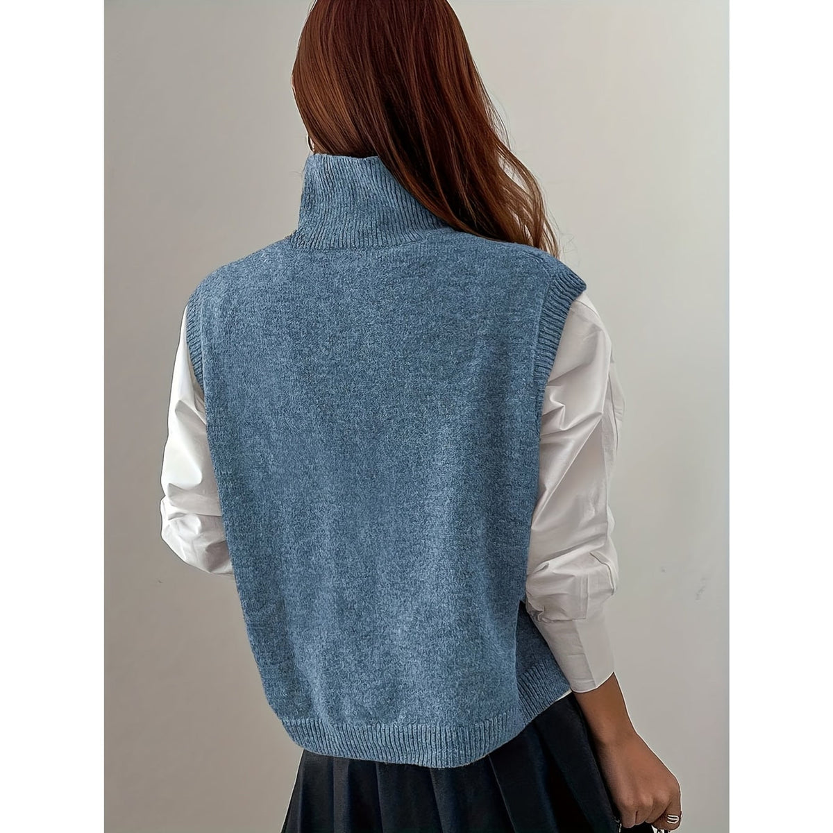 Sweater Vests with Knit Turtleneck Style and Relaxed Fit - Image 8