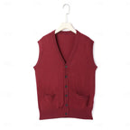 Sweater Vests with Knit V-Neck Design and Front Buttons - Image 8