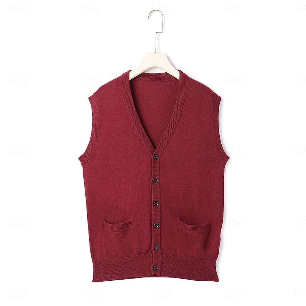 Sweater Vests with Knit V-Neck Design and Front Buttons - Image 8