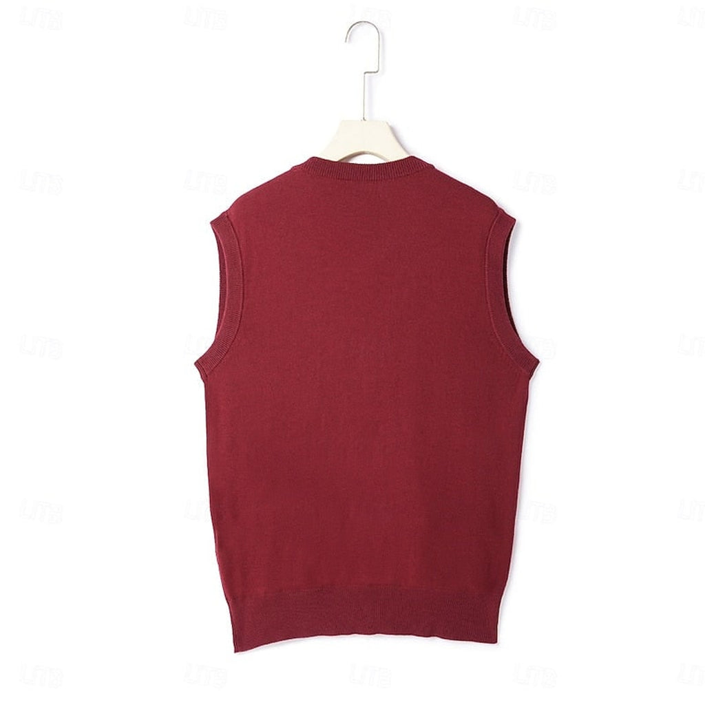 Sweater Vests with Knit V-Neck Design and Front Buttons - Image 9