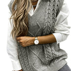 Sweater Vests with Knit V-Neck Design and Sleeveless Cut - Image 1