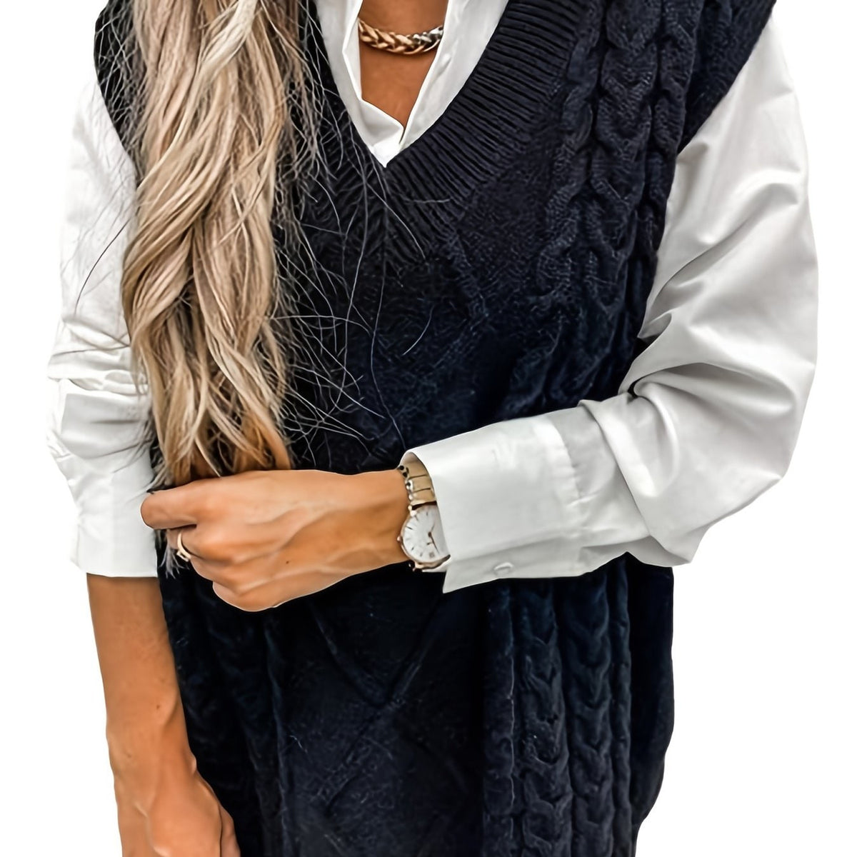 Sweater Vests with Knit V-Neck Design and Sleeveless Cut - Image 16