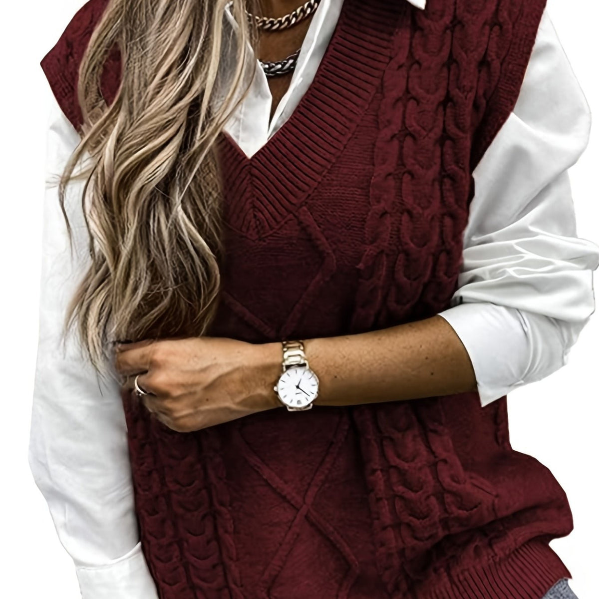 Sweater Vests with Knit V-Neck Design and Sleeveless Cut - Image 17
