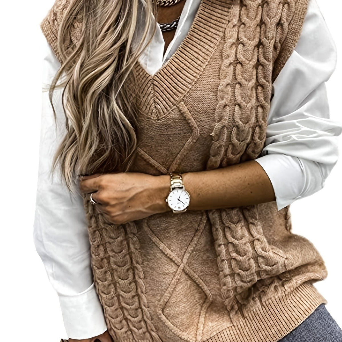 Sweater Vests with Knit V-Neck Design and Sleeveless Cut - Image 18