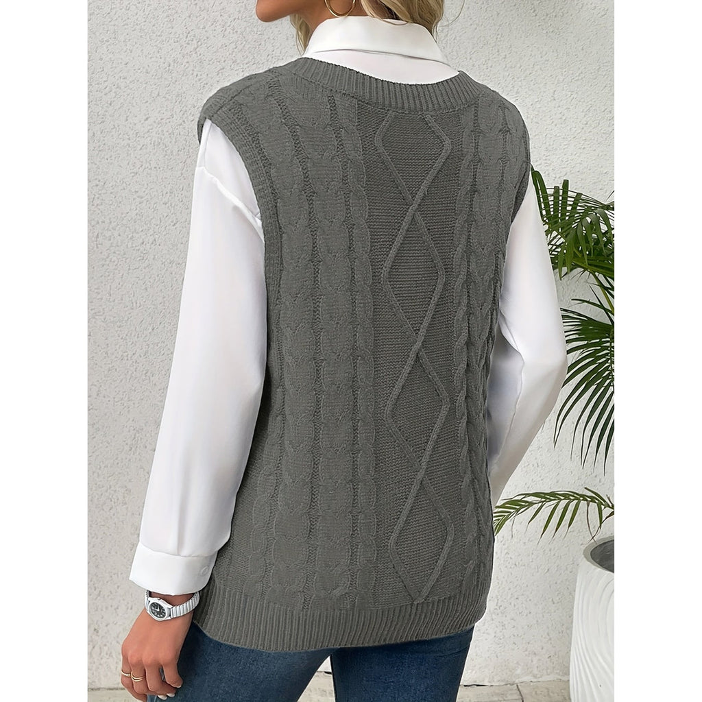 Sweater Vests with Knit V-Neck Design and Sleeveless Cut - Image 2