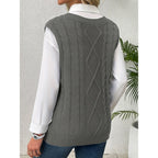 Sweater Vests with Knit V-Neck Design and Sleeveless Cut - Image 2