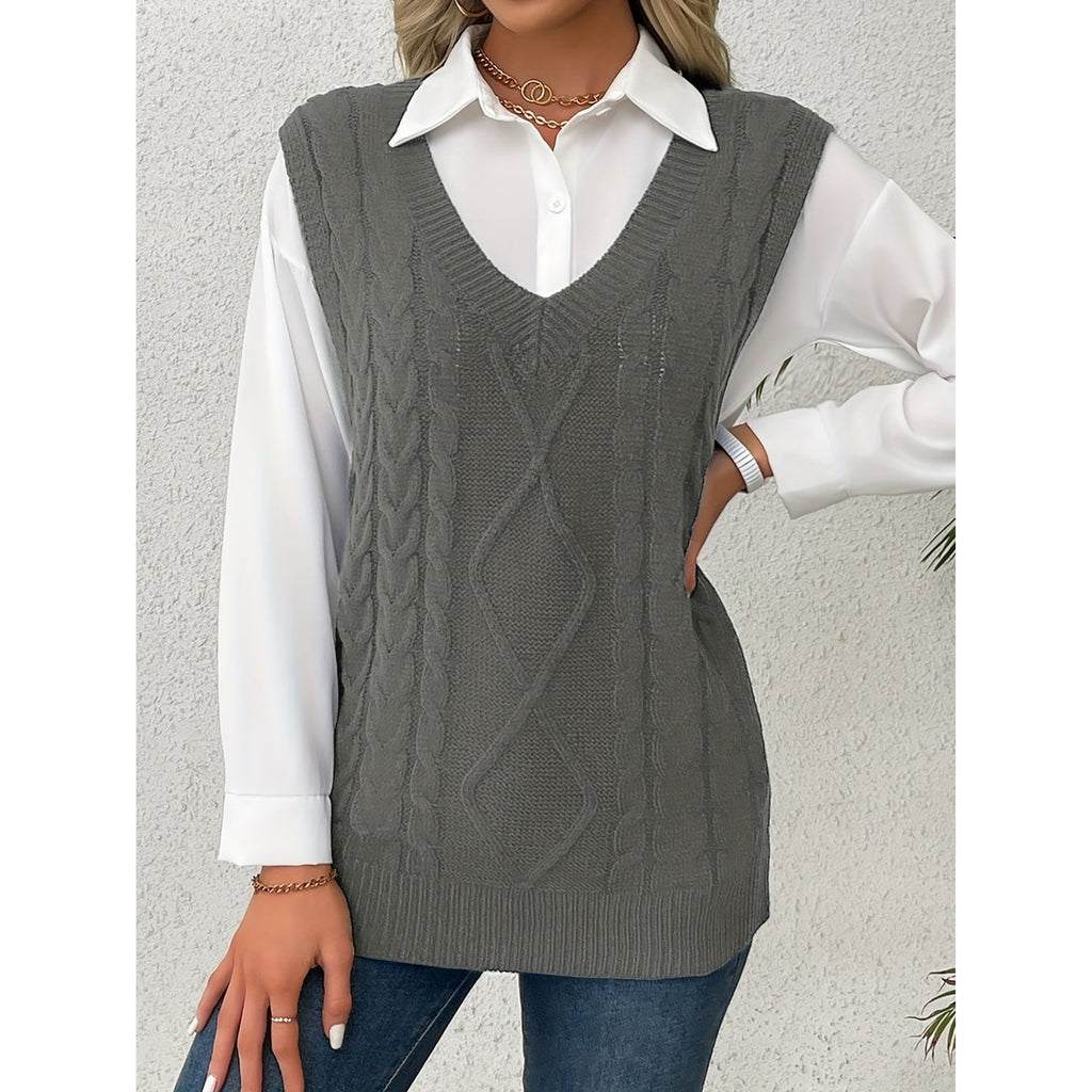 Sweater Vests with Knit V-Neck Design and Sleeveless Cut - Image 9