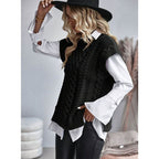 Sweater Vests with Relaxed Cable Knit and Mock Neck - Image 11