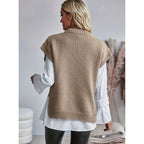Sweater Vests with Relaxed Cable Knit and Mock Neck - Image 2