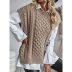 Sweater Vests with Relaxed Cable Knit and Mock Neck - Image 3