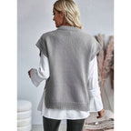 Sweater Vests with Relaxed Cable Knit and Mock Neck - Image 6