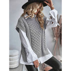Sweater Vests with Relaxed Cable Knit and Mock Neck - Image 7