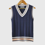 Sweater Vests with Relaxed Knit and Striped Trim - Image 1