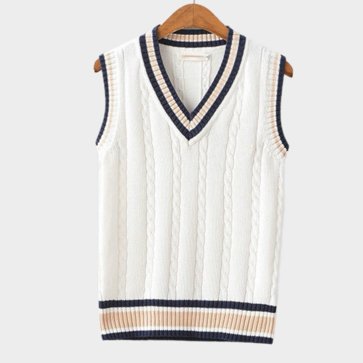 Sweater Vests with Relaxed Knit and Striped Trim - Image 2
