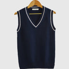 Sweater Vests with Relaxed Knit and Striped Trim - Image 3