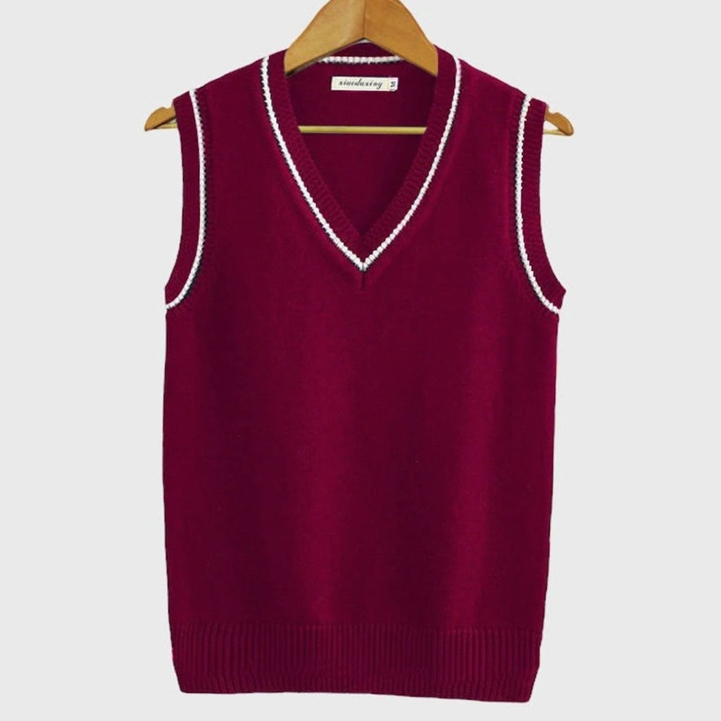 Sweater Vests with Relaxed Knit and Striped Trim - Image 4
