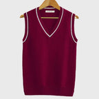 Sweater Vests with Relaxed Knit and Striped Trim - Image 4