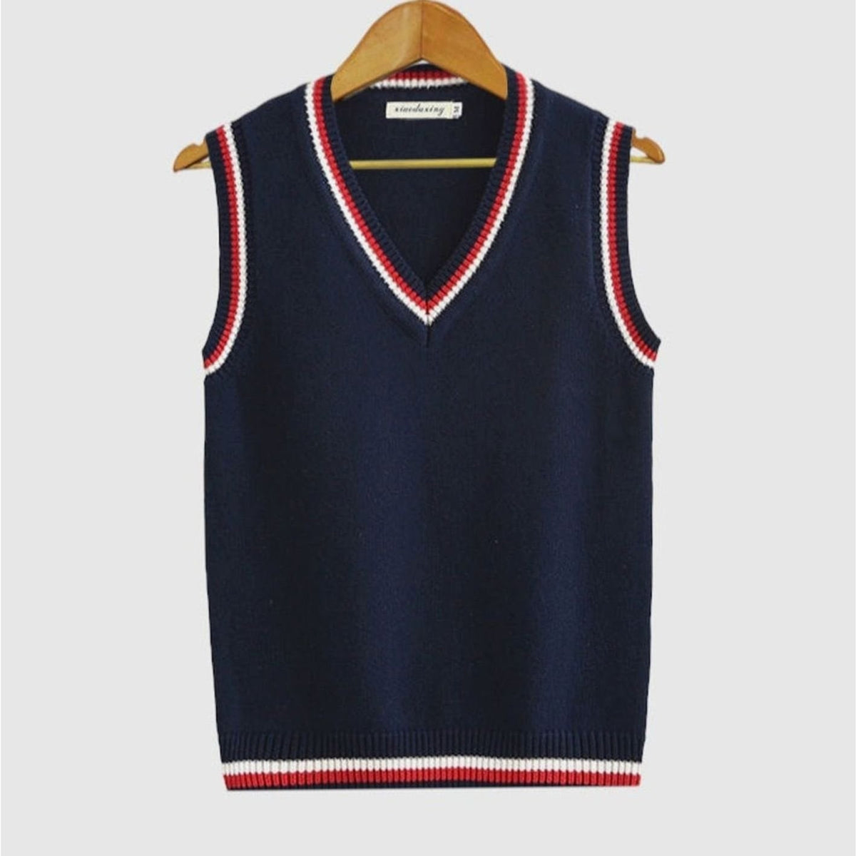 Sweater Vests with Relaxed Knit and Striped Trim - Image 5