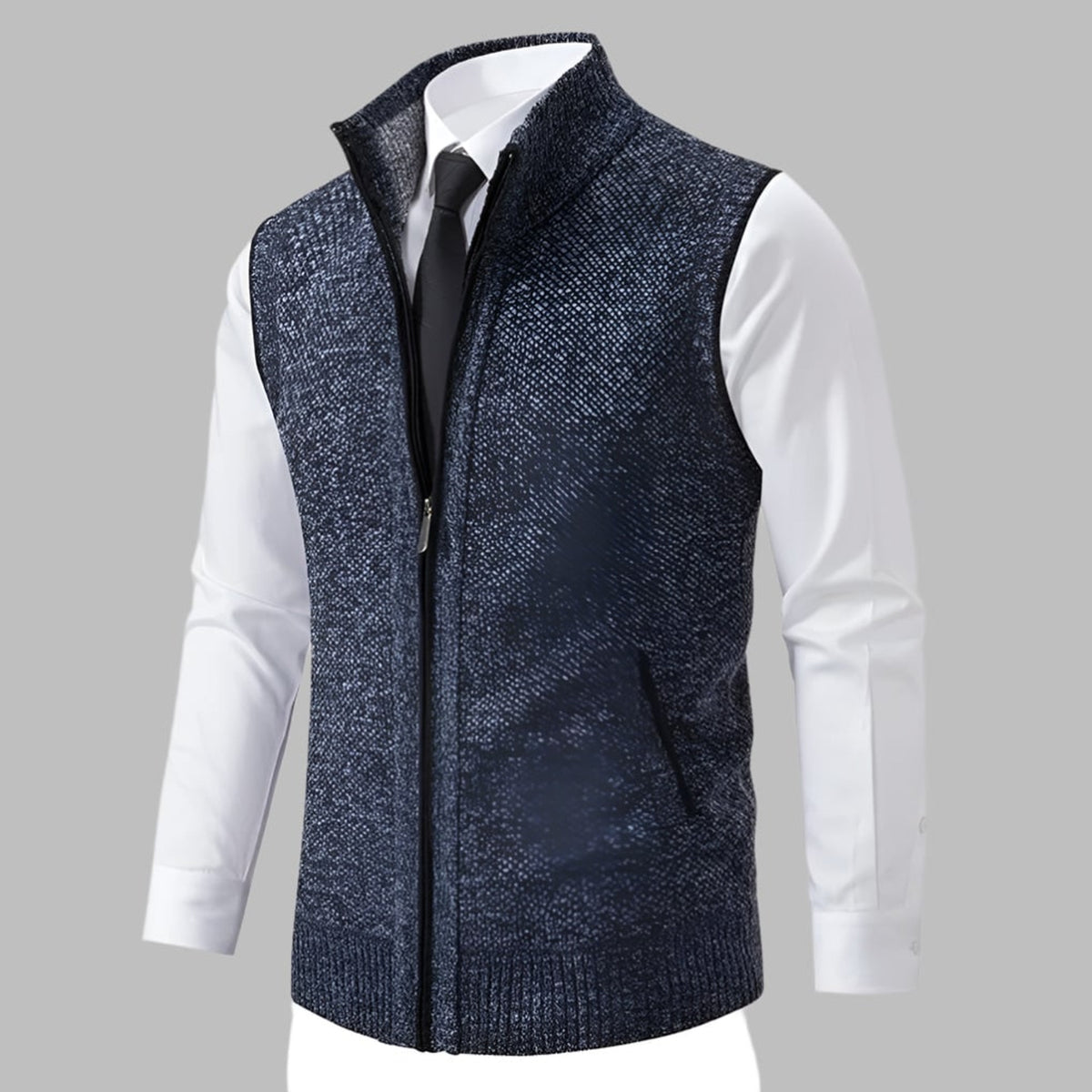 Sweater Vests with Relaxed Knit Fit and Full-Zip - Image 1