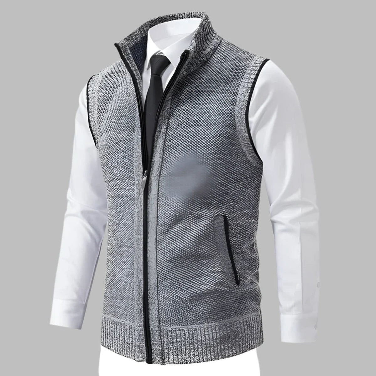 Sweater Vests with Relaxed Knit Fit and Full-Zip - Image 2