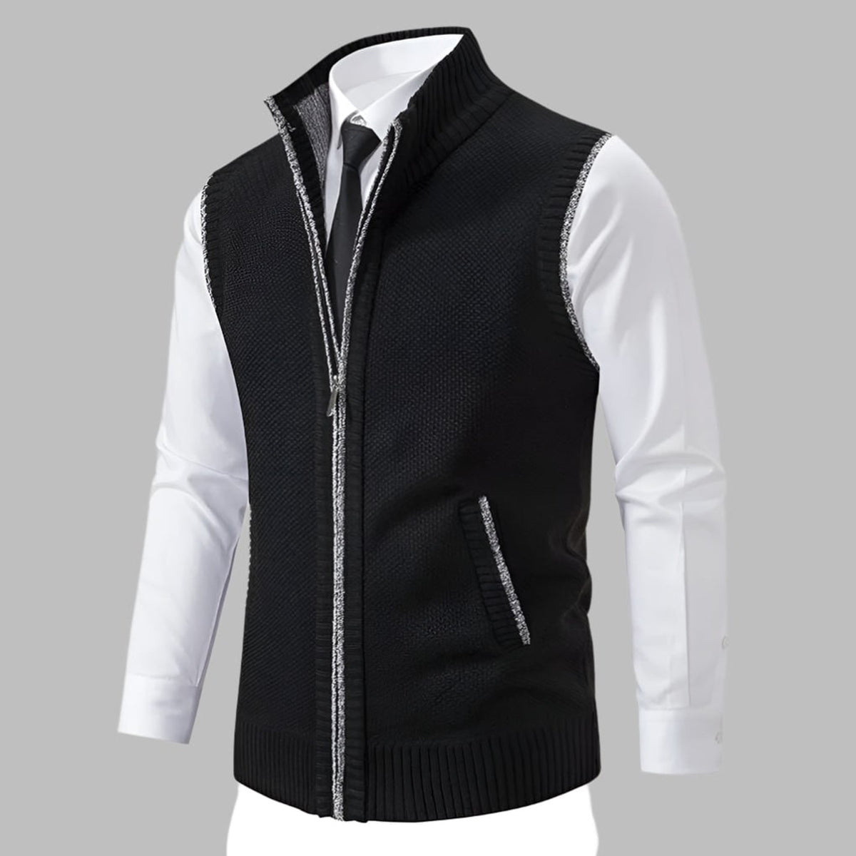 Sweater Vests with Relaxed Knit Fit and Full-Zip - Image 3