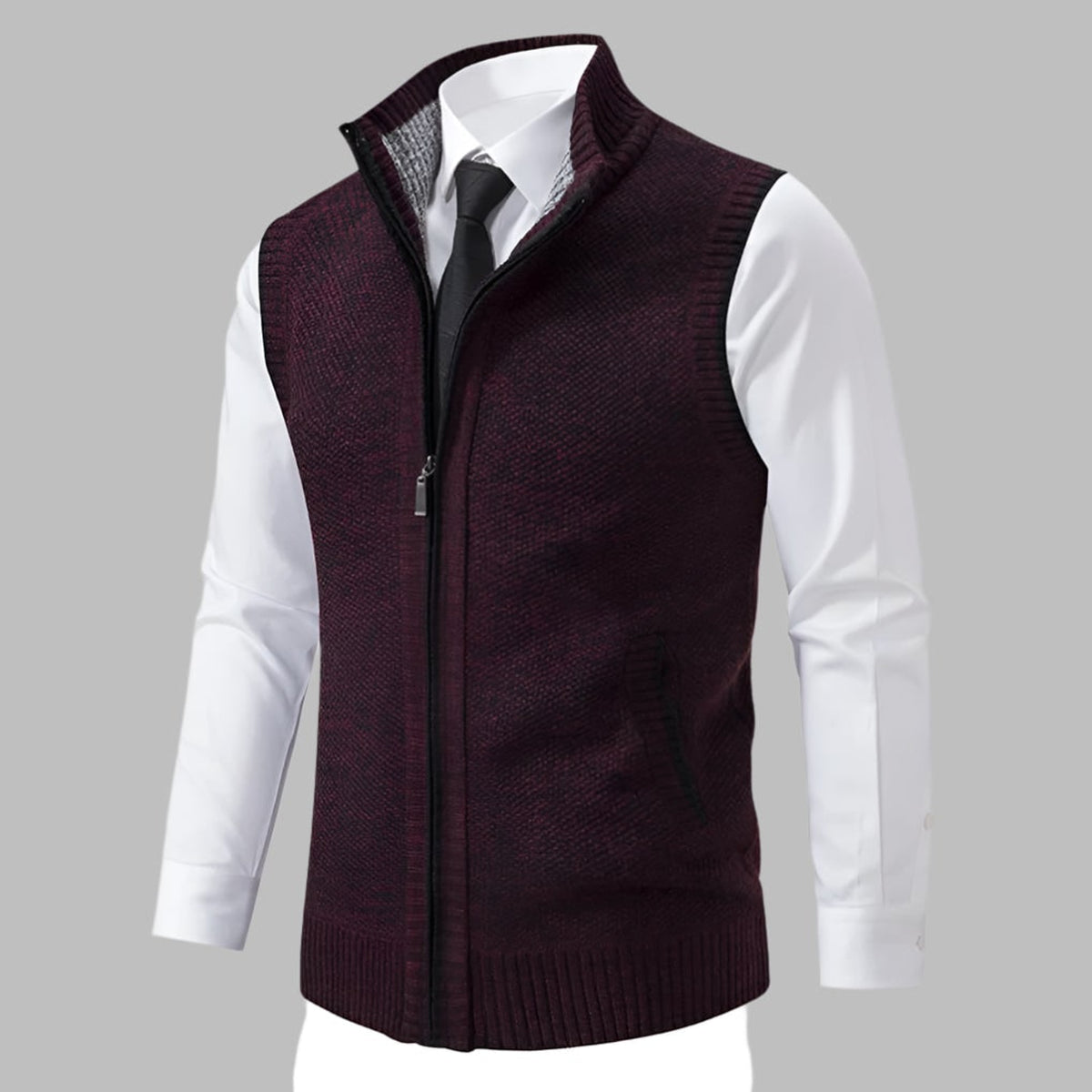 Sweater Vests with Relaxed Knit Fit and Full-Zip - Image 4