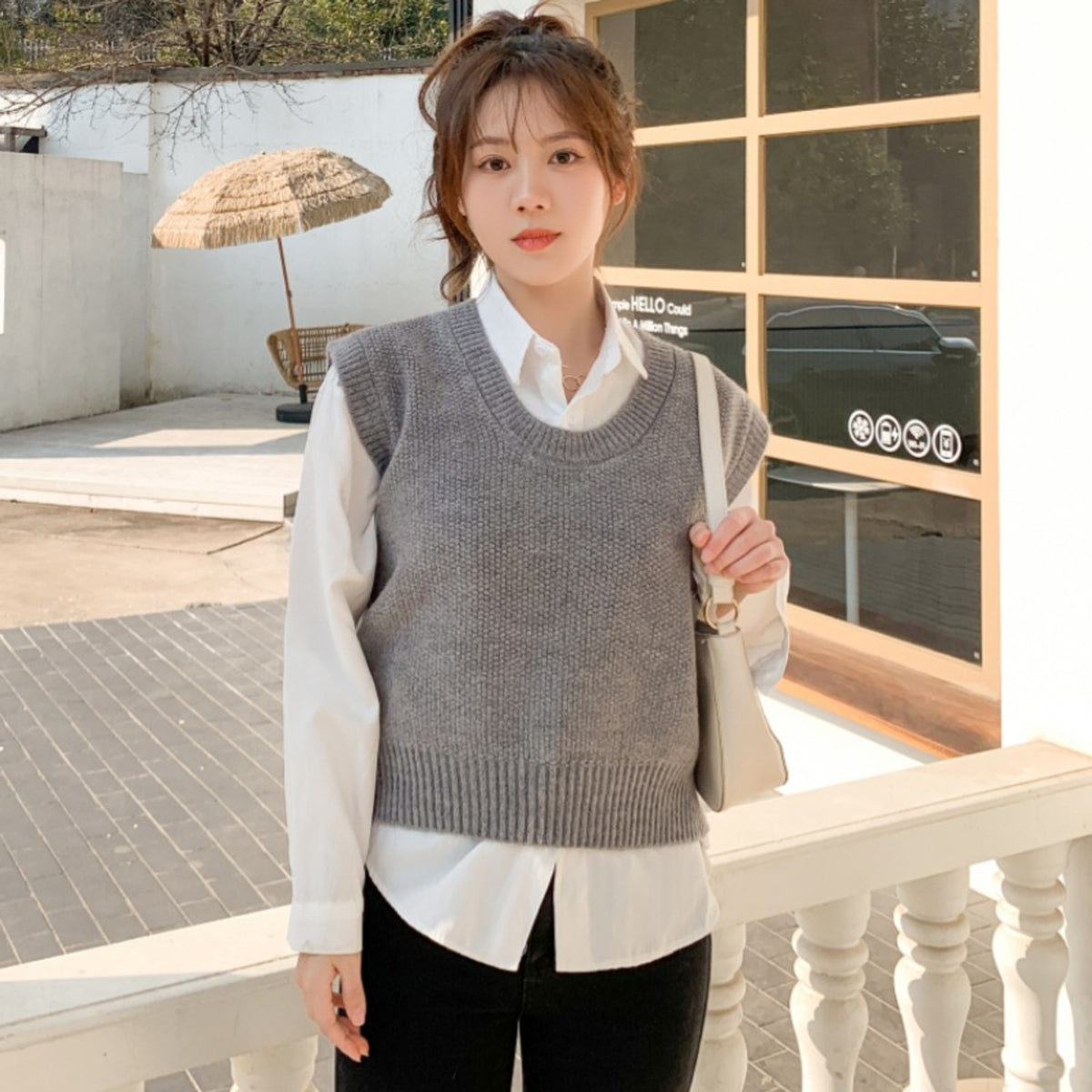 Sweater Vests with Relaxed Knit Fit and Round Neckline - Image 4