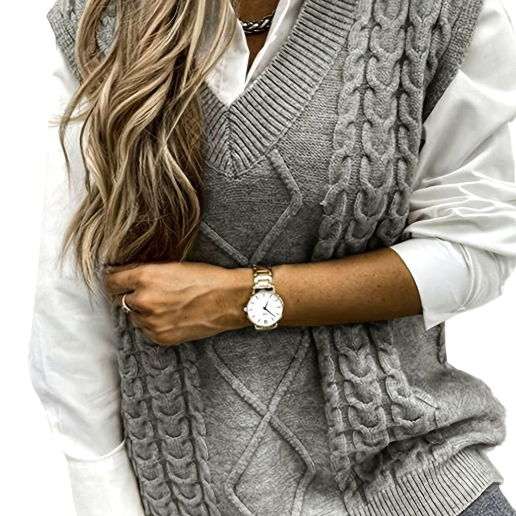 Sweater Vests with Relaxed Knit Fit and V-Neck - Image 1
