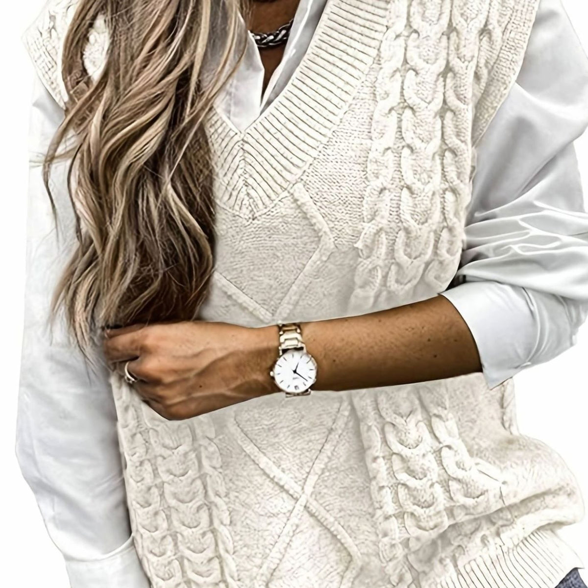Sweater Vests with Relaxed Knit Fit and V-Neck - Image 11