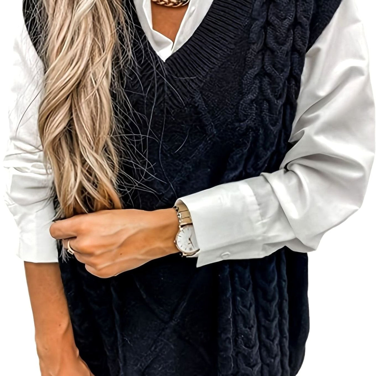 Sweater Vests with Relaxed Knit Fit and V-Neck - Image 22