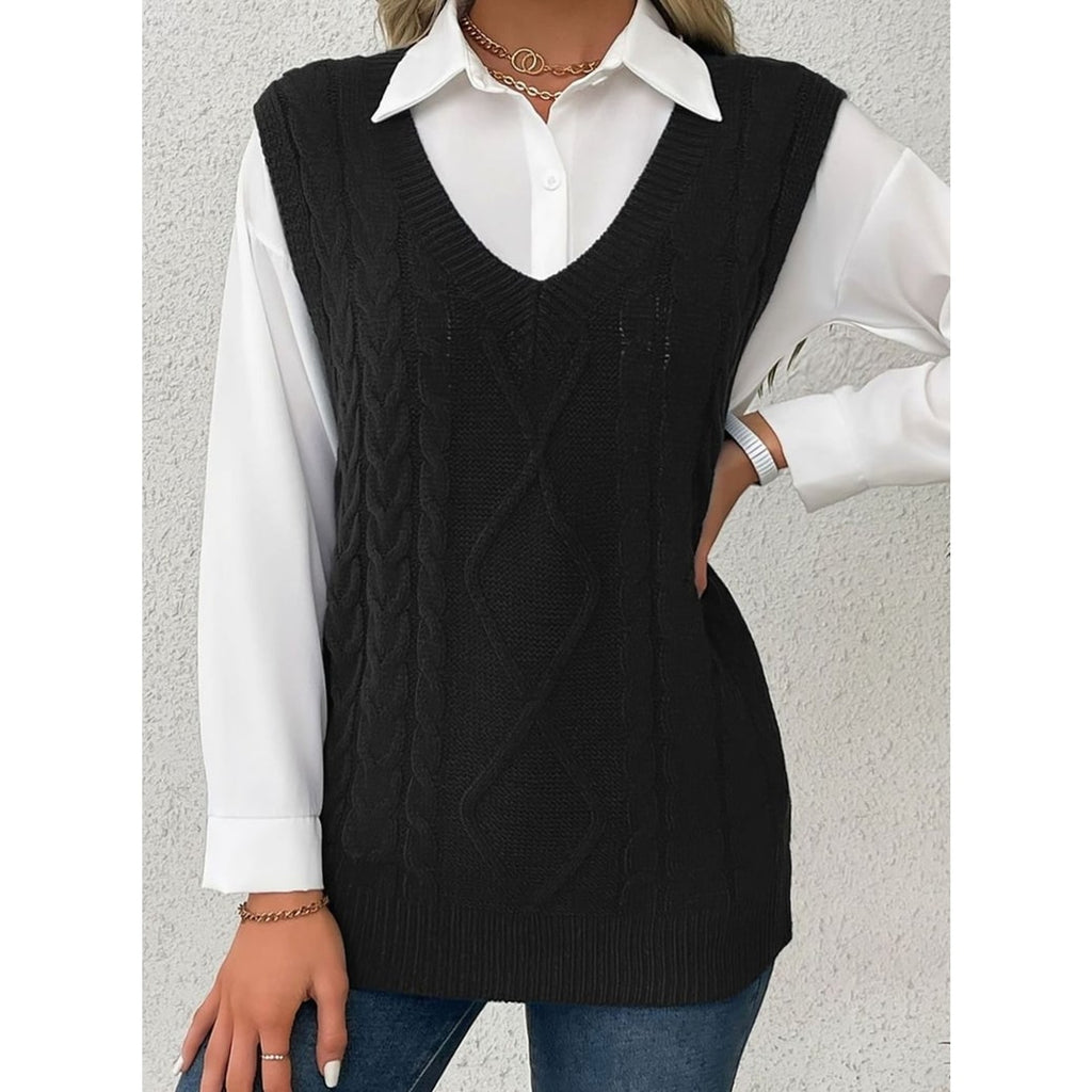 Sweater Vests with Relaxed Knit Fit and V-Neck - Image 31