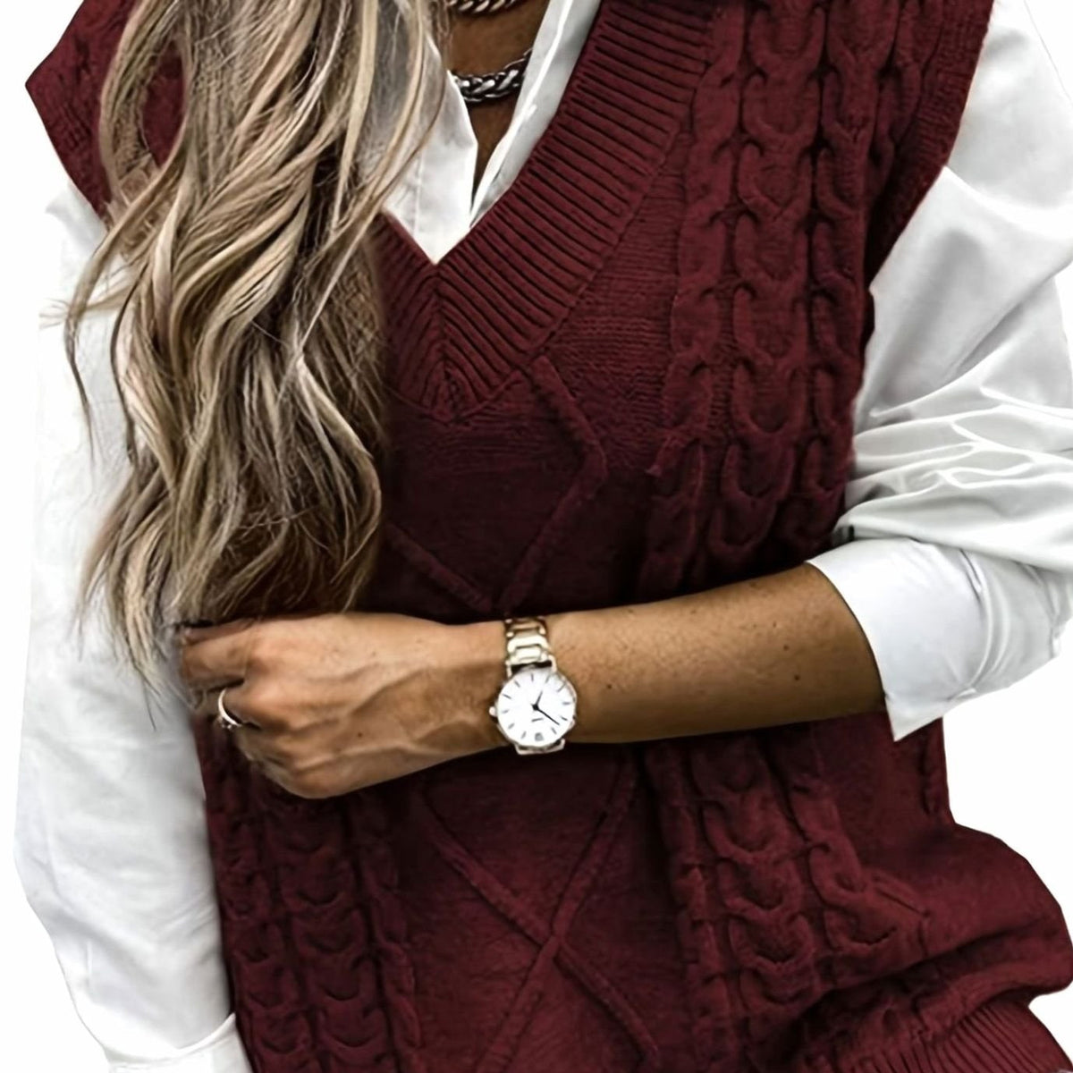 Sweater Vests with Relaxed Knit Fit and V-Neck - Image 33