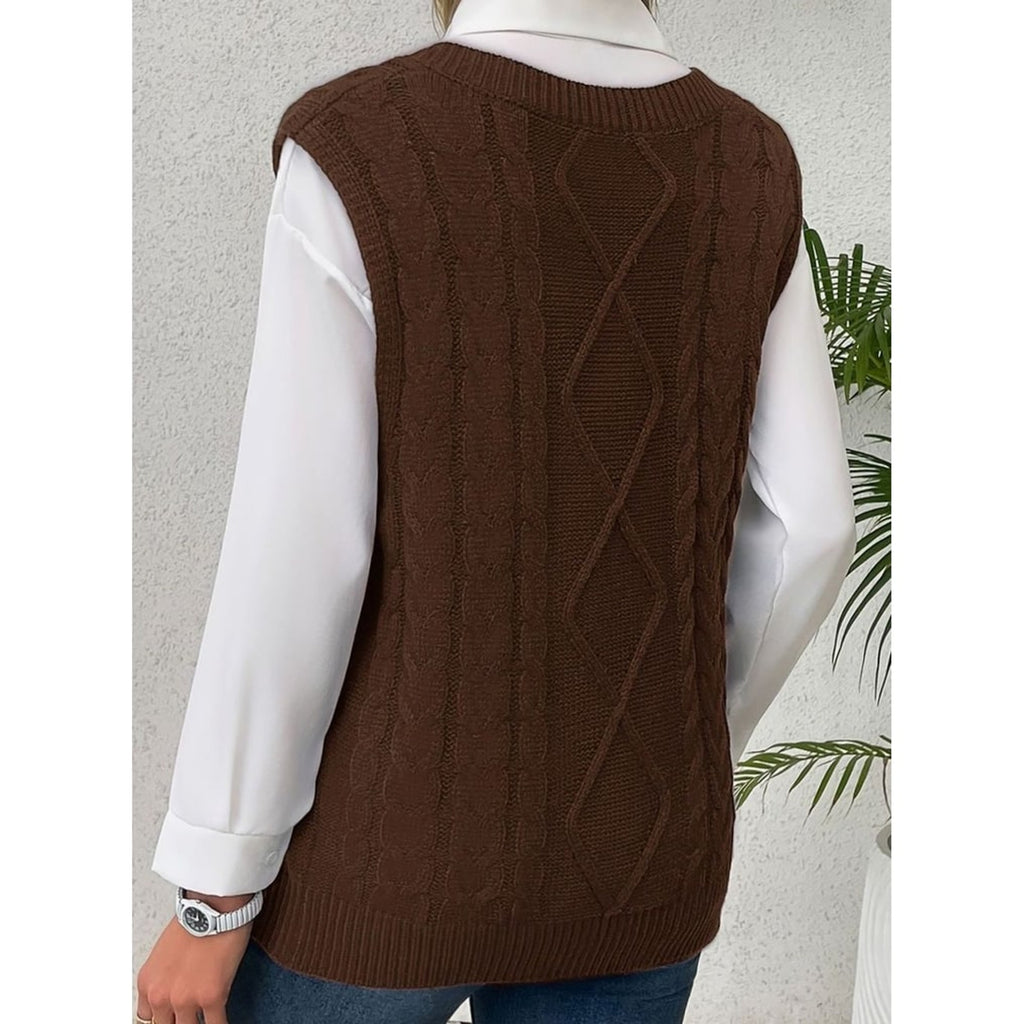 Sweater Vests with Relaxed Knit Fit and V-Neck - Image 46