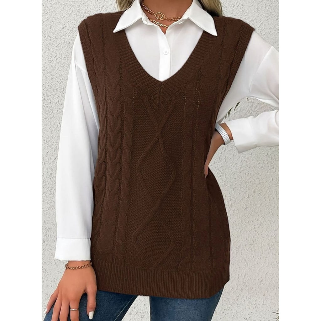 Sweater Vests with Relaxed Knit Fit and V-Neck - Image 53