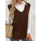 Sweater Vests with Relaxed Knit Fit and V-Neck - Image 54