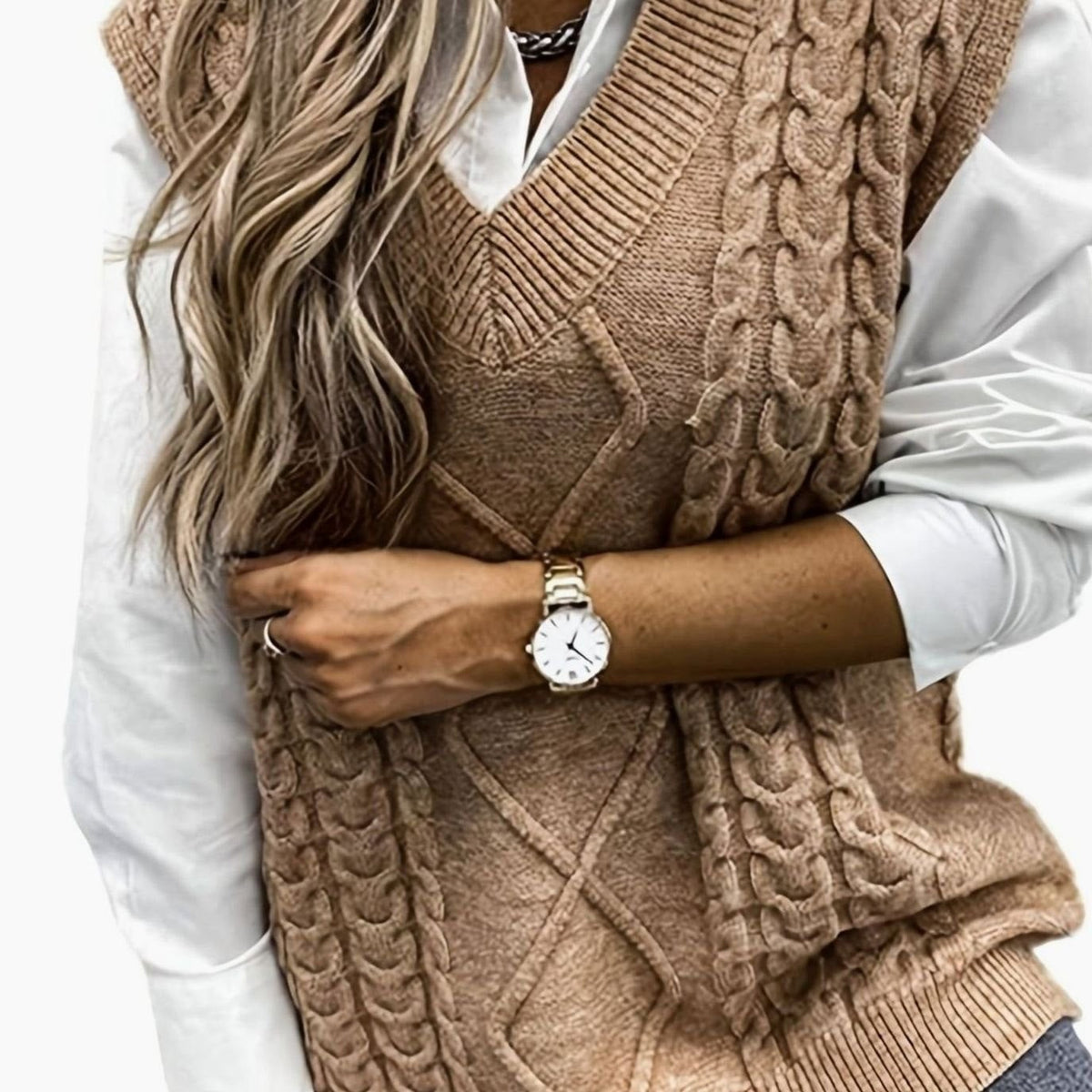 Sweater Vests with Relaxed Knit Fit and V-Neck - Image 55