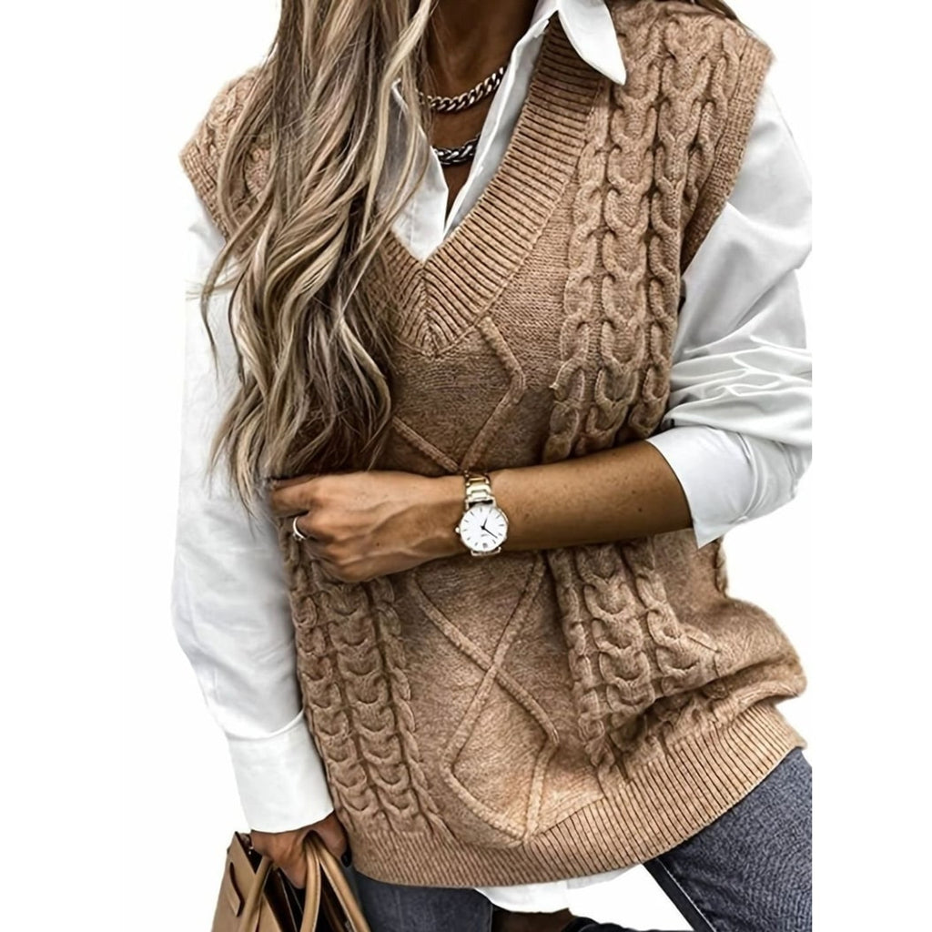 Sweater Vests with Relaxed Knit Fit and V-Neck - Image 56
