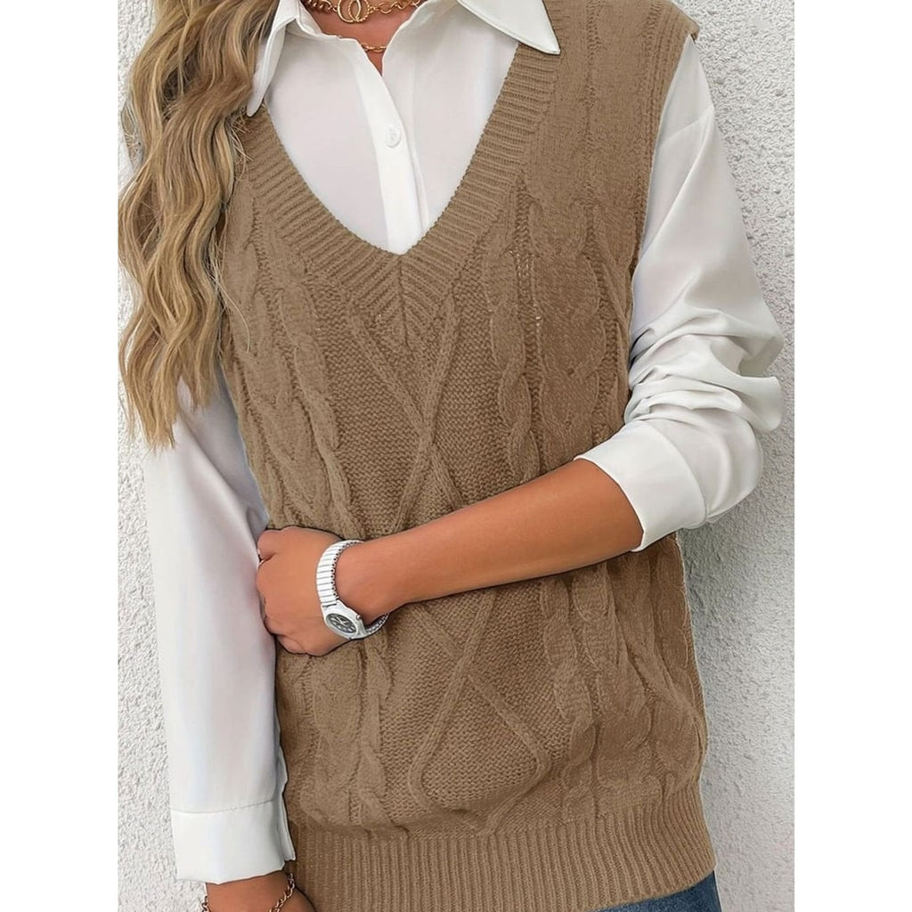 Sweater Vests with Relaxed Knit Fit and V-Neck - Image 58