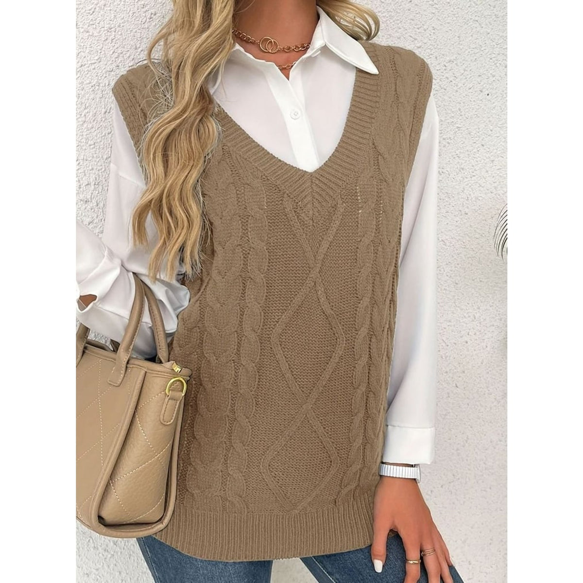 Sweater Vests with Relaxed Knit Fit and V-Neck - Image 65
