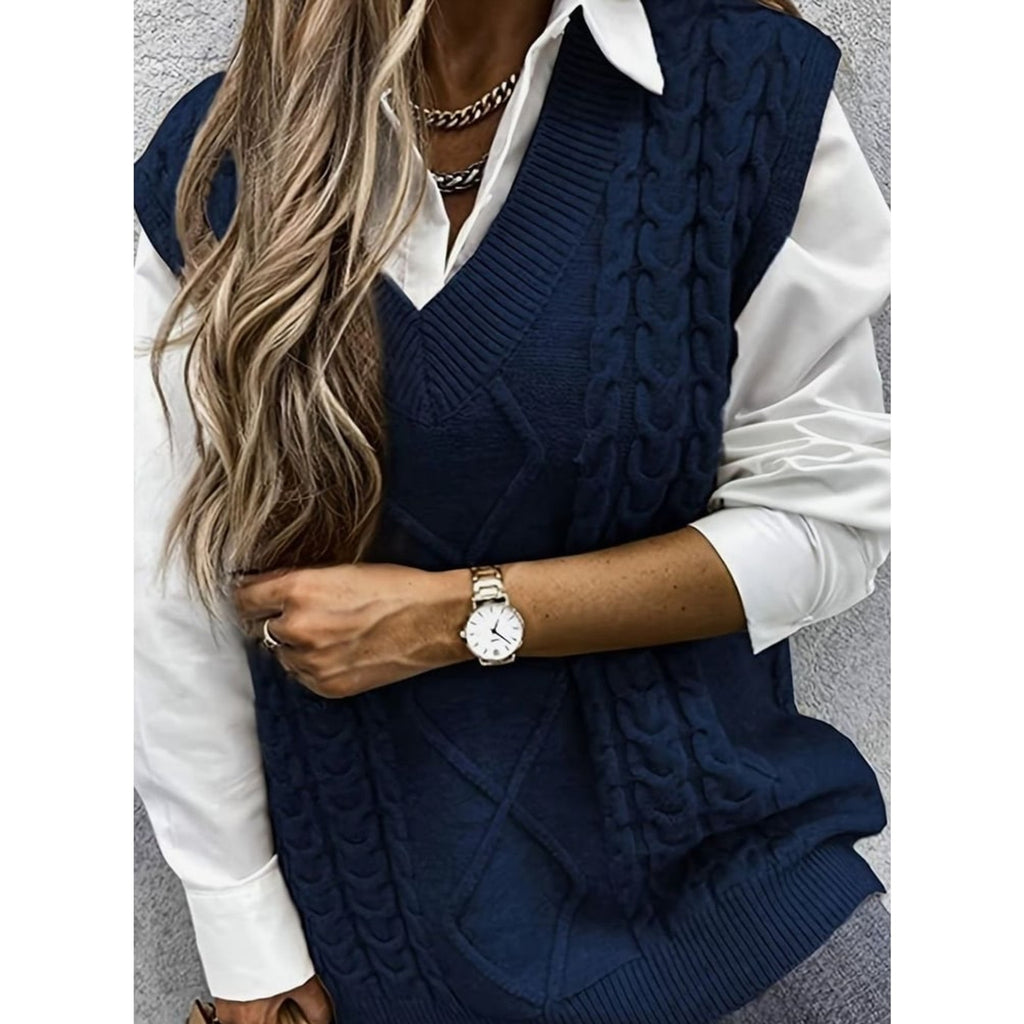Sweater Vests with Relaxed Knit Fit and V-Neck - Image 67