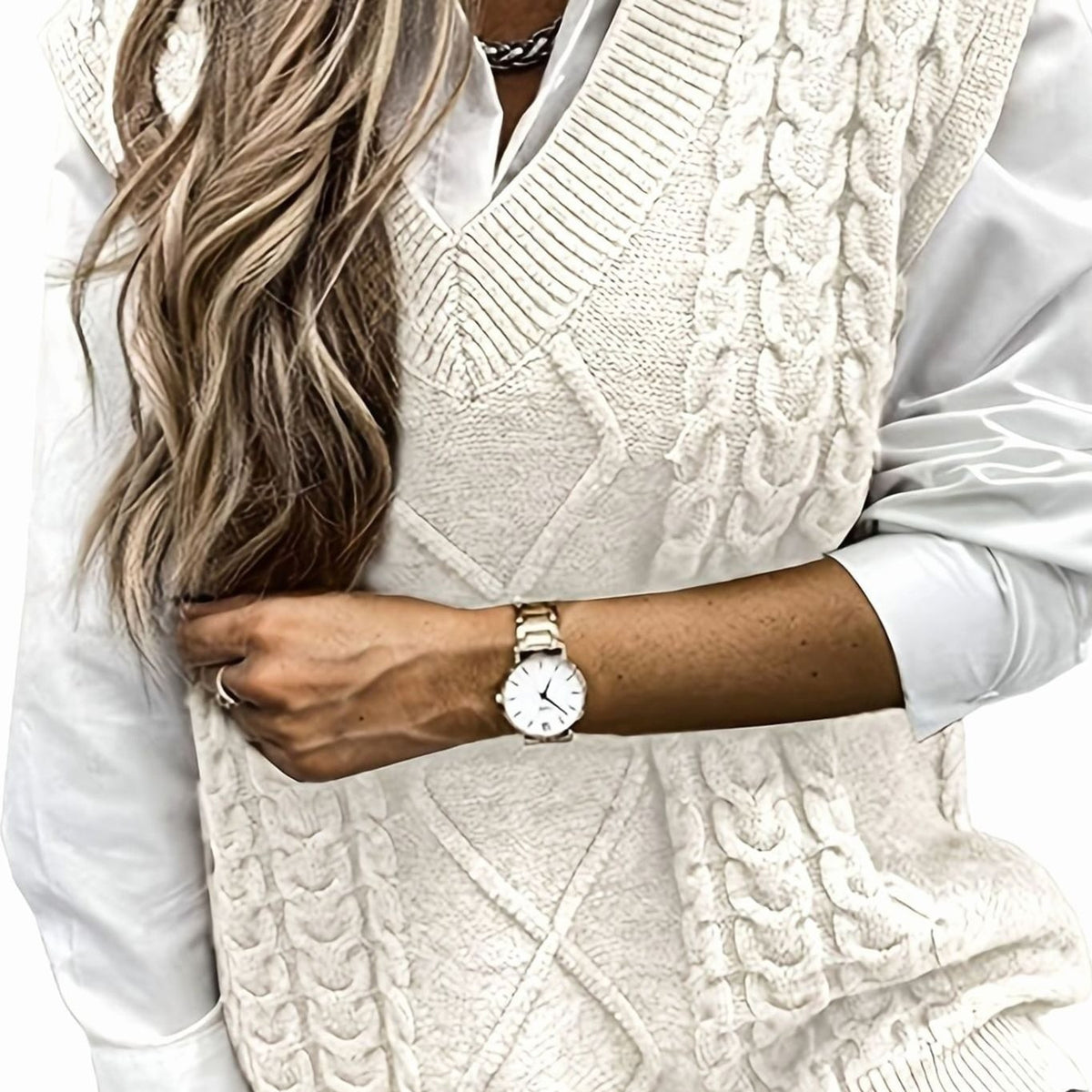 Sweater Vests with Relaxed Knit Fit and V-Neck - Image 77