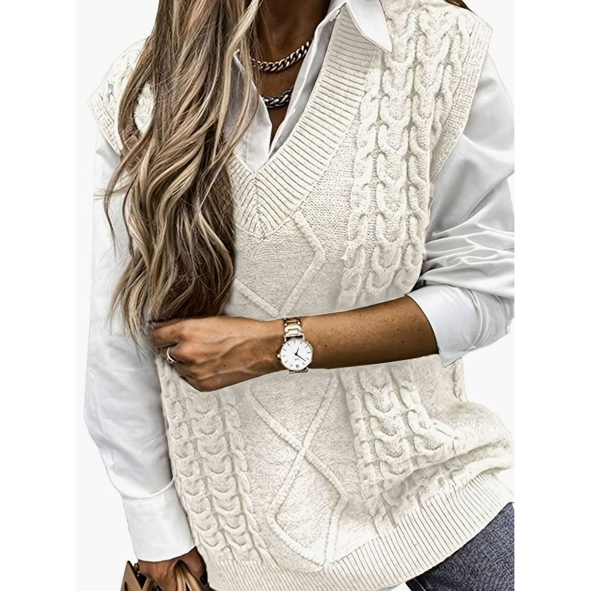 Sweater Vests with Relaxed Knit Fit and V-Neck - Image 78
