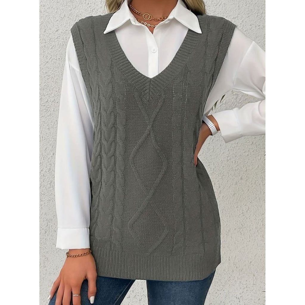 Sweater Vests with Relaxed Knit Fit and V-Neck - Image 9