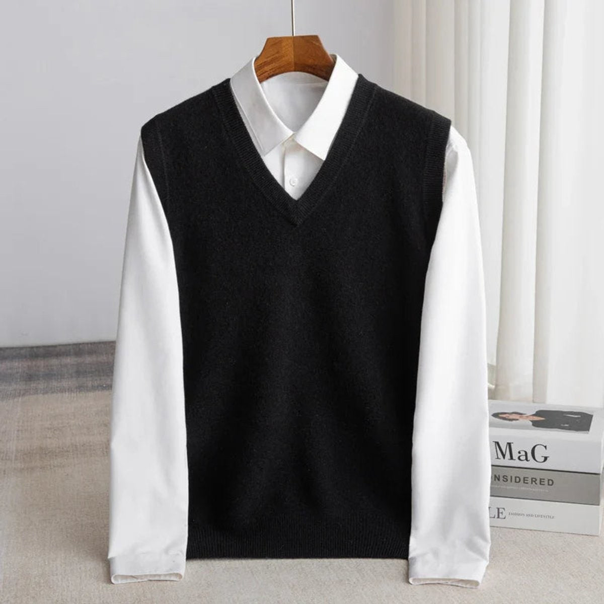 Sweater Vests with Relaxed Knit Fit and V-Neck Layering - Image 10