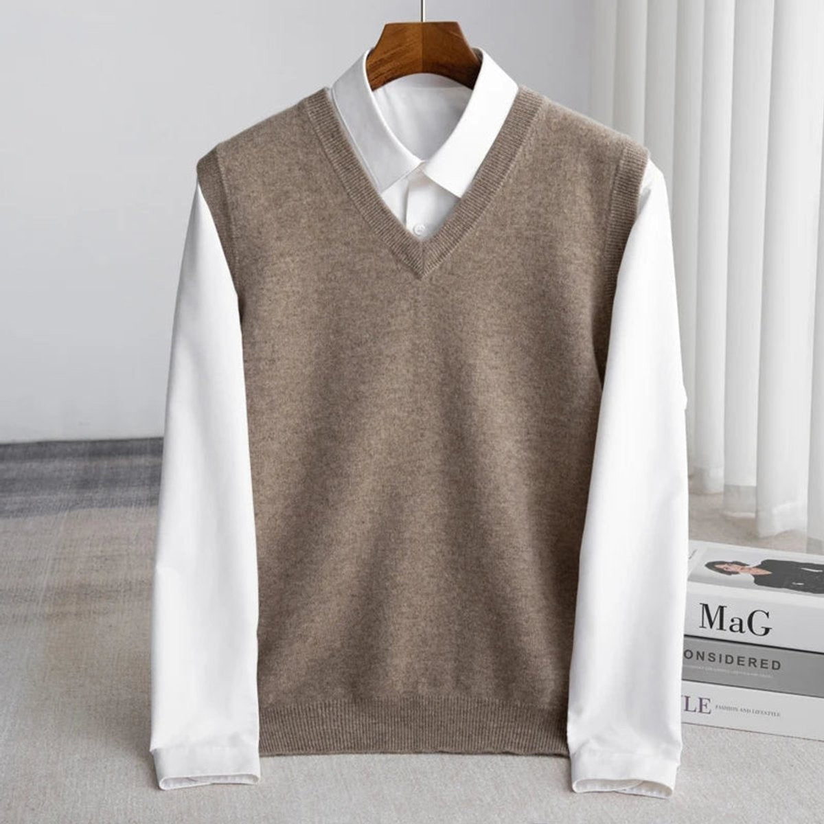 Sweater Vests with Relaxed Knit Fit and V-Neck Layering - Image 3