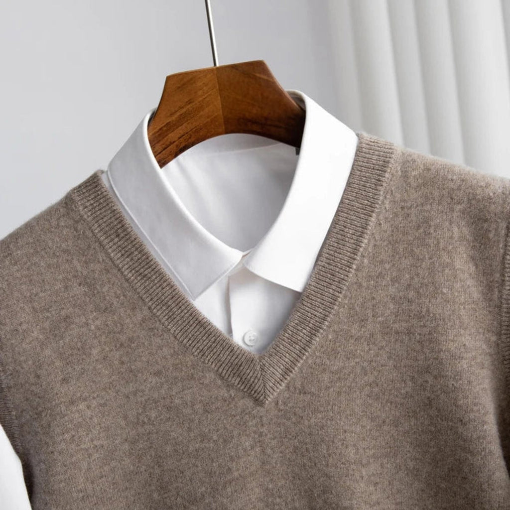 Sweater Vests with Relaxed Knit Fit and V-Neck Layering - Image 4