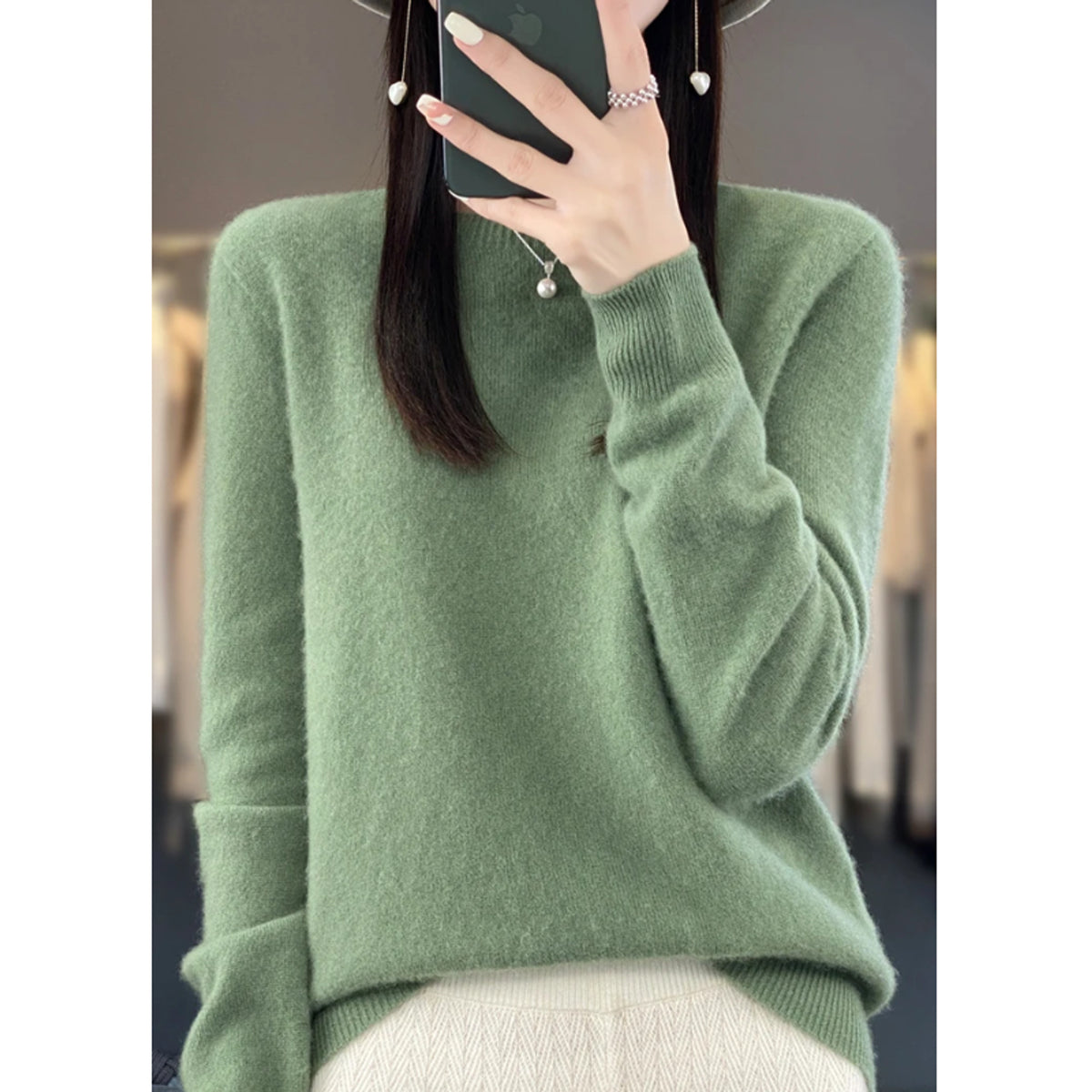Sweater with Round Neck and Long-Sleeve Pullover - Image 11